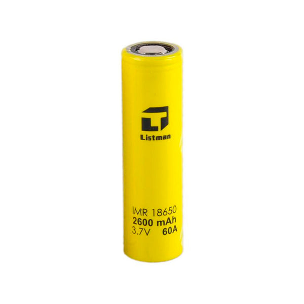 2pcs Listman IMR 18650 2600mAh 60A Flat Top Li-ion Rechargeable Battery
