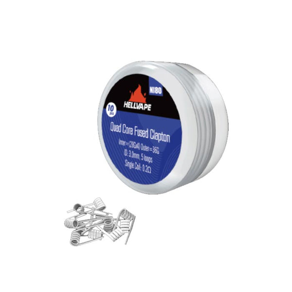 Hellvape Ni80 Quad Core Fused Clapton Prebuilt Wire 28Ga*4+36Ga (0.2ohm) (10Pcs/Pack)

