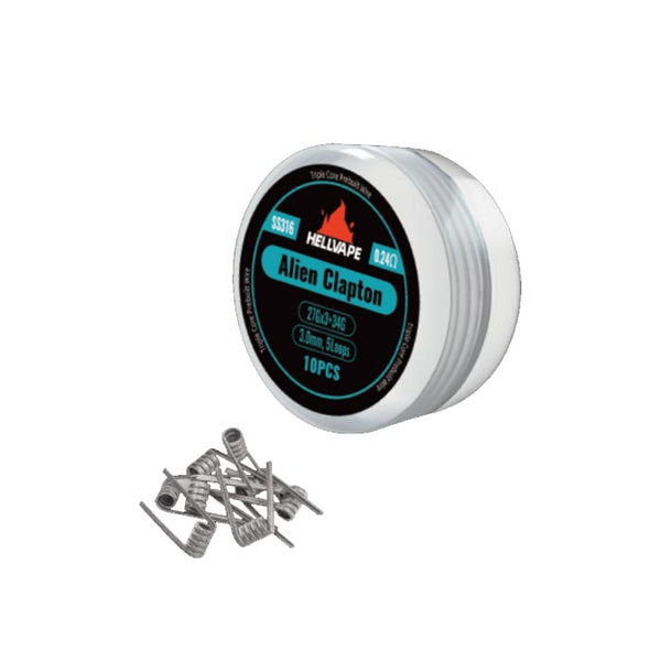 Hellvape SS316 Triple Core Alien Clapton Prebuilt Coil 27 Ga*3+34Ga (0.24ohm) (10Pcs/Pack)
