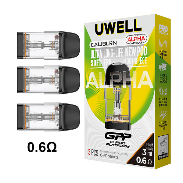 Uwell Caliburn GPP Alpha Cartridge – 0.6ohm - Top Refill (3pcs/pack)
