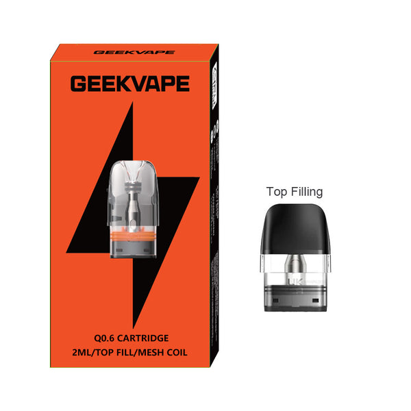 خرطوشة Geekvape Q Pod سعة 3 مل/2 مل (3 قطع/عبوة) – 0.6 أوم (تعبئة علوية 2 مل) - عبوة واحدة
