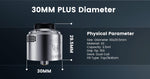 Thunderhead Creations Tauren Vortex 30 RDA Atomizer (30mm) – Silver Black - Tauren Vortex 30 RDA
