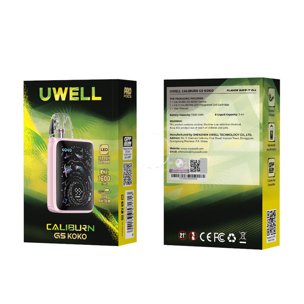 Uwell Caliburn G5 KOKO Pod System Kit 1600mAh 3ml (Max 35W) – Uwell Caliburn G5 KOKO Pod System Kit 1600mAh 3ml (Max 35W)
