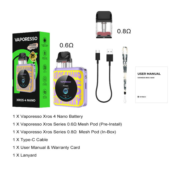 Kit Vaporesso XROS 4 Nano Pod System 1350mAh 3ml (PROMOTION) – Kit Vaporesso XROS 4 Nano Pod System 1350mAh 3ml (PROMOTION)
